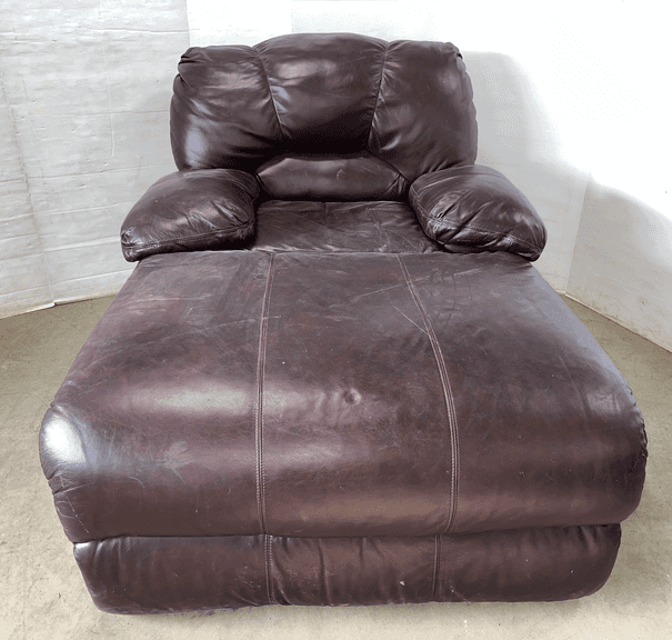 Chase leather lounge chair, 42"W x 60"L x 36"H at back, needs cleaning