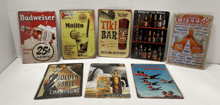 (8) Metal tin beer signs, mixed brands, 8