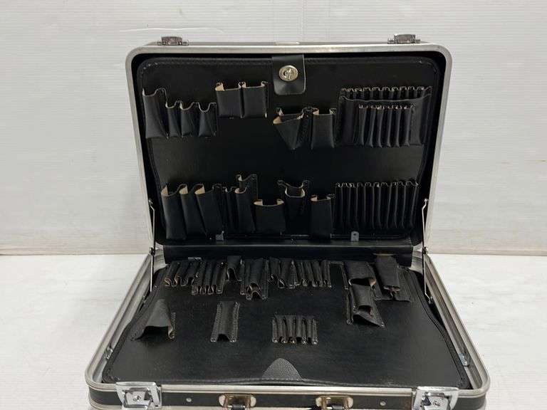 Suitcase style tool box with keys, 17 1/2"W x 7 1/2"D x 13 1/2"H, like