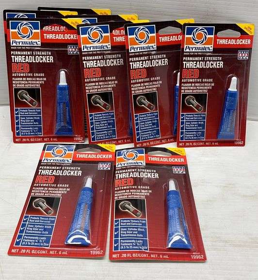 (9) Permatex threadlockers, red color, new - Albrecht Auction Service