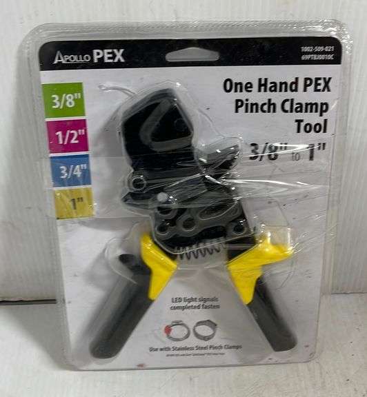 Apollo one hand PEX pinch clamp tool, 3/8" to 1", LED light signals