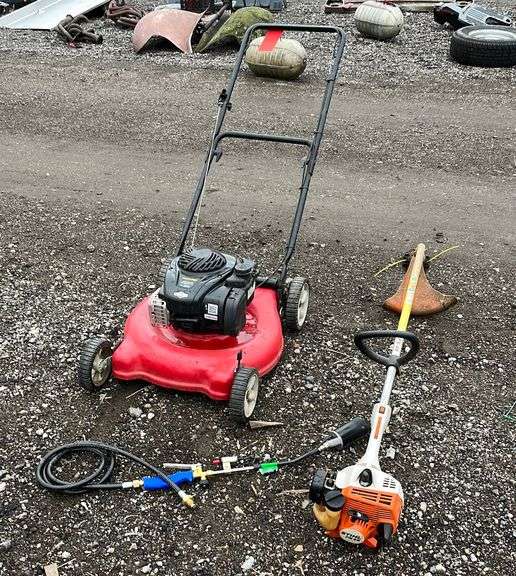 Lawn/Garden items, include (1) STIHL weed trimmer, ran last summer; (1