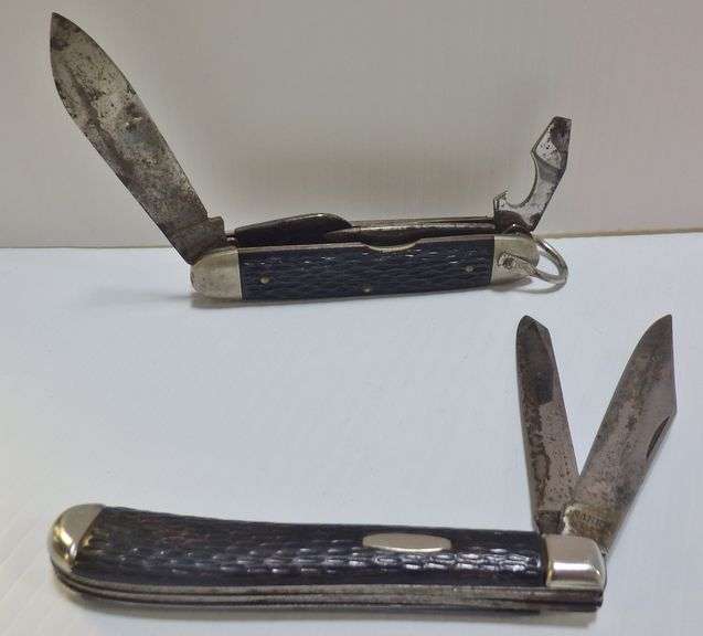 (2) Vintage pocket knives, 1 vintage ulster box scout 4blade utility