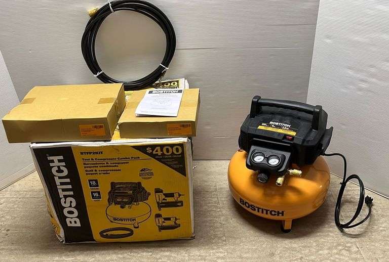 Bostitch BTFP2KIT tool and compressor combo pack, includes One 18
