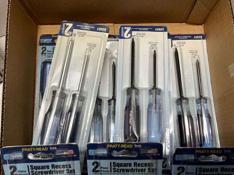 (11) PrattRead 2piece square recess screwdriver sets, No. 1 and No. 2