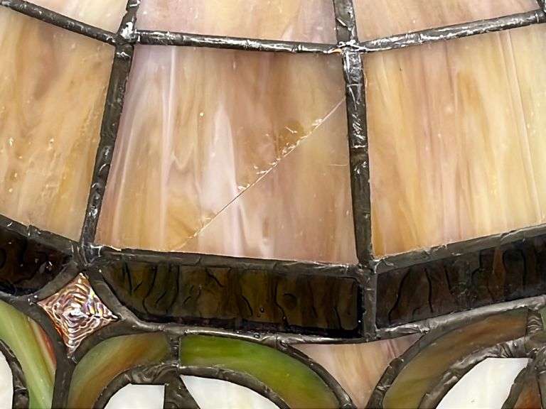 (2) Handmade stained glass light covers, large one has a small cover on