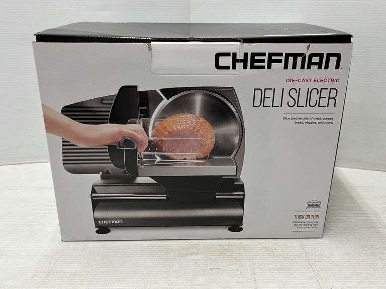 Deli slicer, diecast electric with adjustable thickness dial, 180W, AC