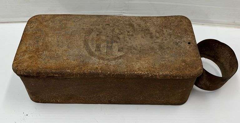 Older International harvester tractor, implement tool box with oil can ...