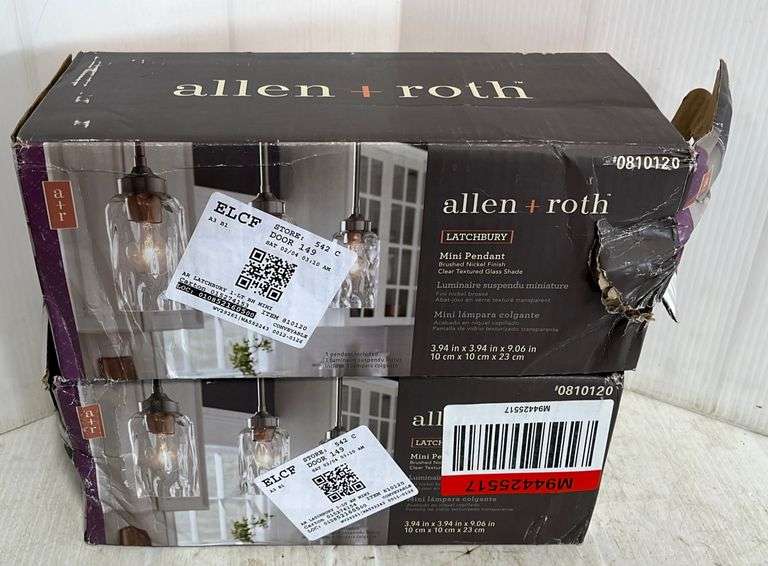 (2) Allen & Roth Latchbury mini pendants, 3.94