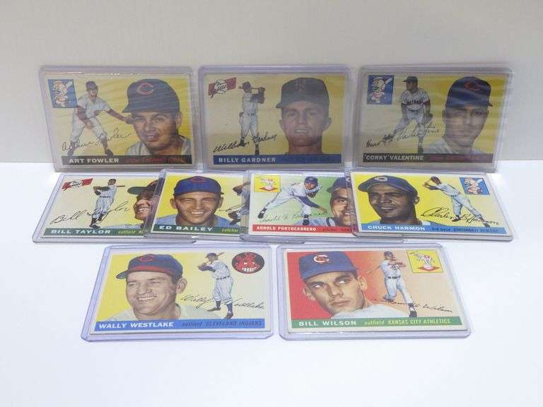 (9) Vintage 1955 Topps baseball cards, includes Art Fowler, Billy