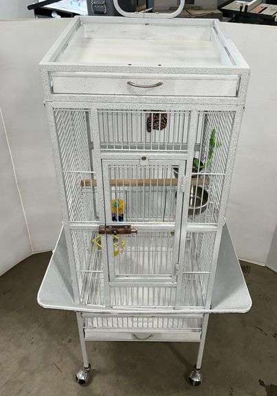 Gallery Detail: Large Bird Cage On Wheel With Dishes And Toys 26