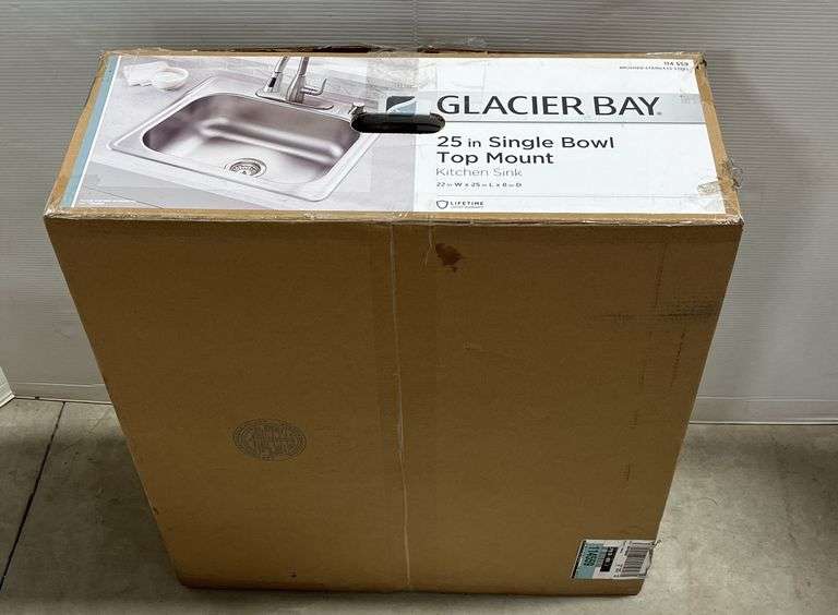 Glacier Bay stainless steel single bowl kitchen sink, 22" x 25" x 8 ...