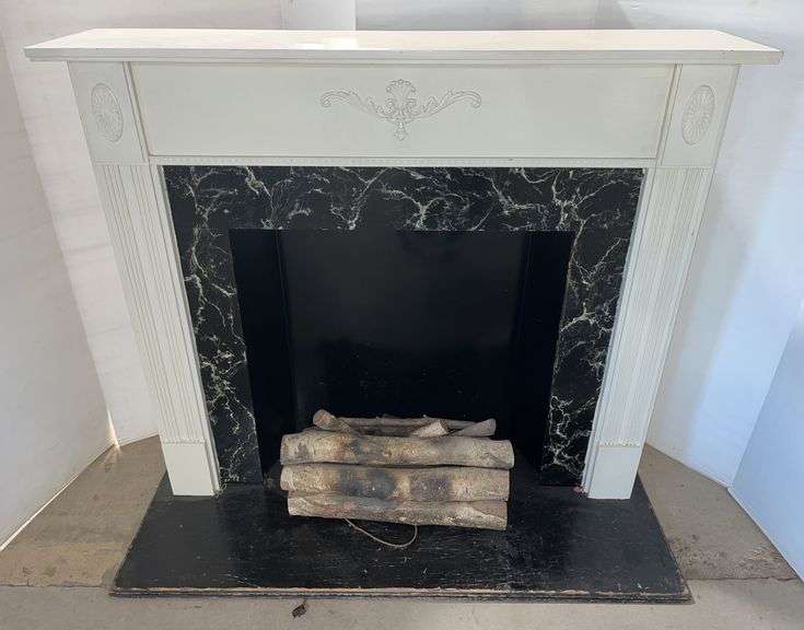Faux wooden fireplace, 55"W x 12"D x 44"H