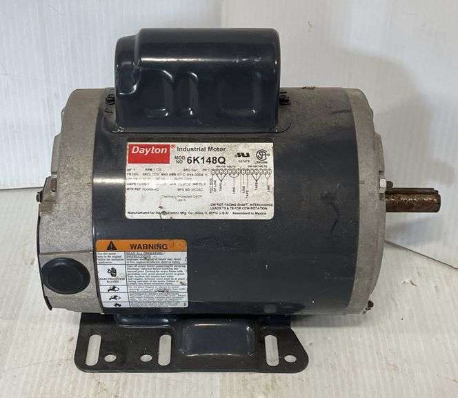 Dayton Industrial AC Motor, 1 HP, 115/230V, model 6K148Q, 13.8/6.8 AMPS ...