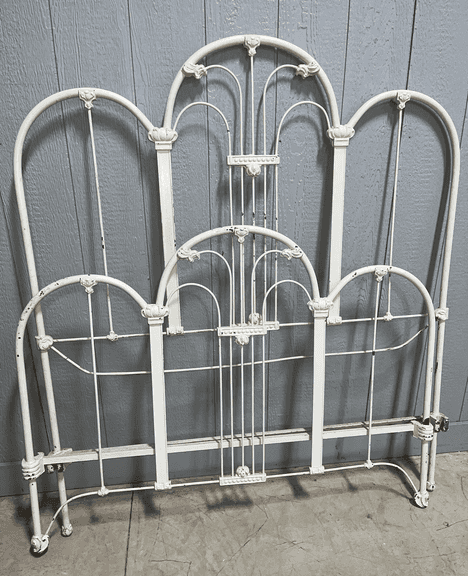 Antique iron head and footboard, no rails, headboard- 53" x 60", good, some wear