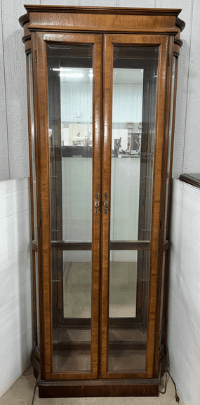 Pulaski lighted display cabinet, 32"W x 13"D x 79"H, no shelves