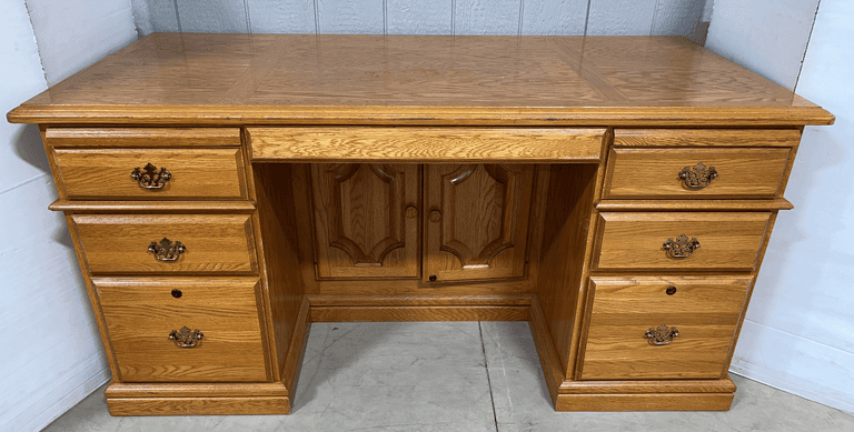 Large oak office desk, 63"W x 33"D x 30"H, very nice
