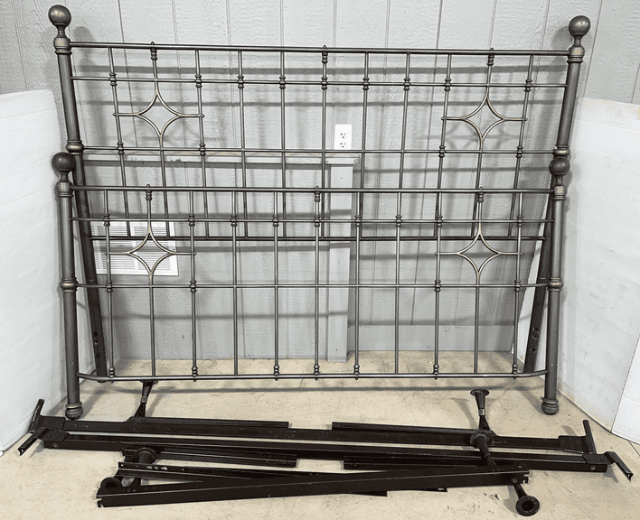 King size bed frame, headboard- 77" x 60", has scratches, needs cleaning