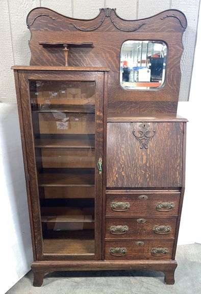 Antique side-by-side secretary, 38"W x 13 1/2"D x 70"H, great