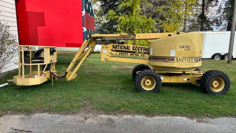 Grove AMZ51XT Articulating Boom Lift, (1,984 Hrs. Showing), Ford Gas Engine, 12-16.5 Tires, 51' Max Working Height, Operates Well