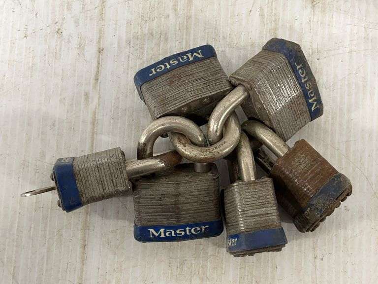 Set of (6) Master lock no. 5 locks with one master key - Albrecht ...