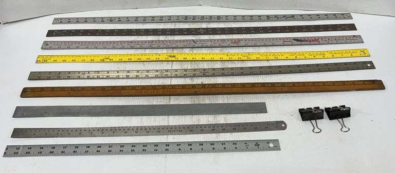 (9) Rulers: 8- Metal, 1- Wood, each- 24