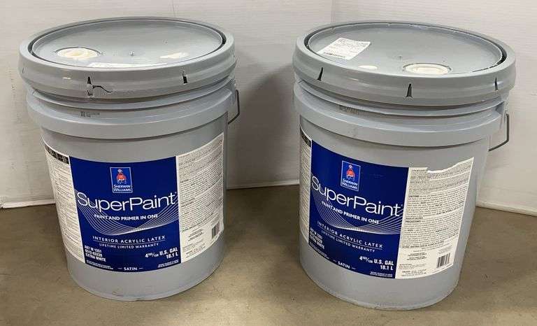(2) 5-Gallon cans of interior latex paint, ivory color, fresh mistints ...