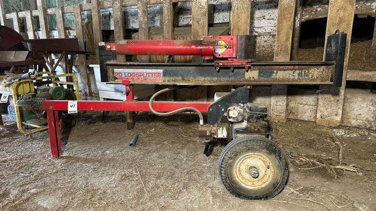 Tow Behind Log Splitter, 20-ton. Thought to be operational.