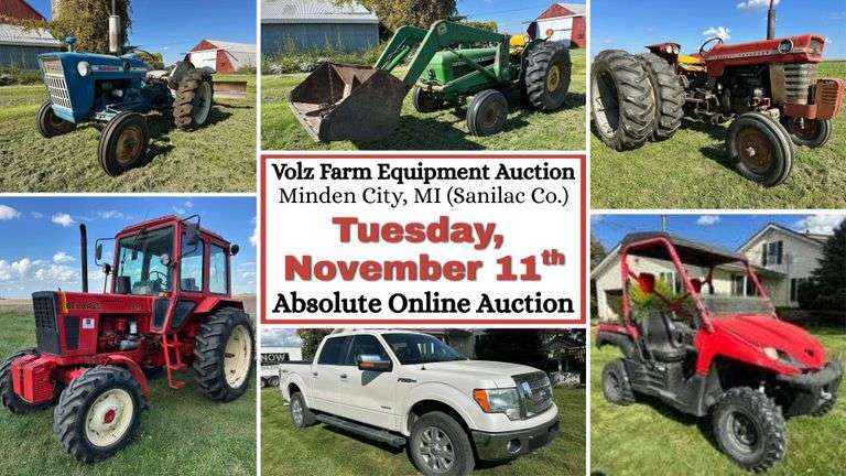 November 11th (Tuesday) Volz Farm Equipment Absolute Online Auction - Minden City, MI (Sanilac Co.)