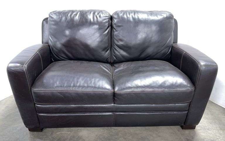 Brown leather cane seat, 59"W, no holes