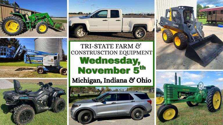November 5th (Wednesday) - Tri-State Farm / Construction / Municipality EQUIPMENT Bi-Weekly Online Consignment Auction