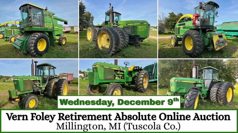 December 9th (Tuesday) JVJ Farms Retirement Absolute Online Auction - Millington, MI (Tuscola Co.)