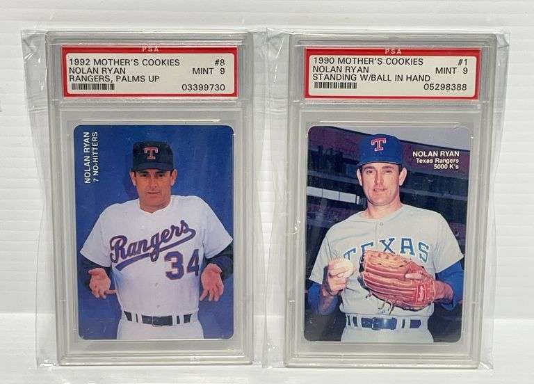 (2) Cards 1990 and 1992 Nolan Ryan Mother's Cookies PSA