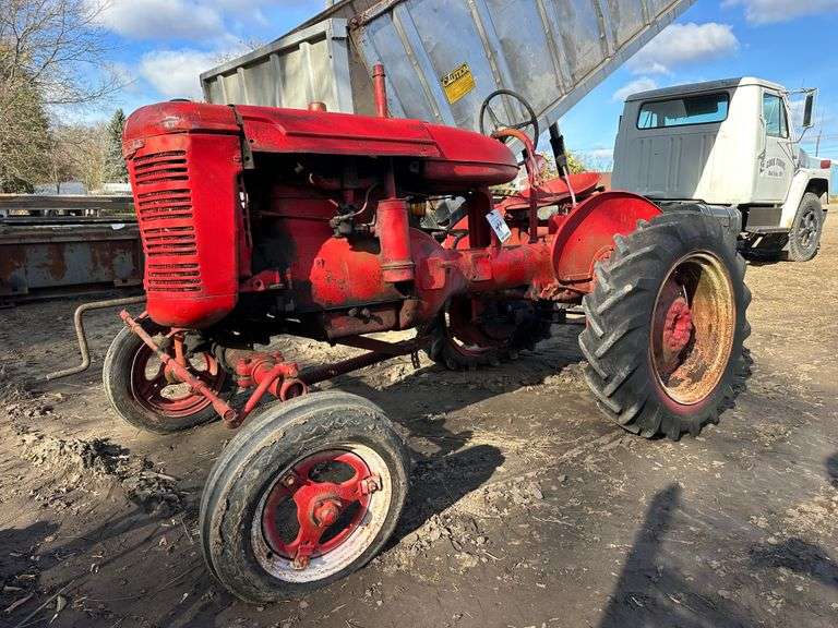 Farmall A Tractor for Parts or Restoration, 5.00-15 Fronts, 9-24 Rears, PTO, Belt Pulley, Hand Crank.  Engine is Seized.