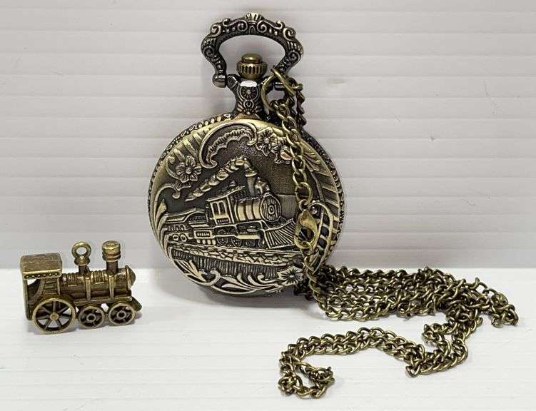 Train Time Watch Train pocket watch with fob, 1 1/2