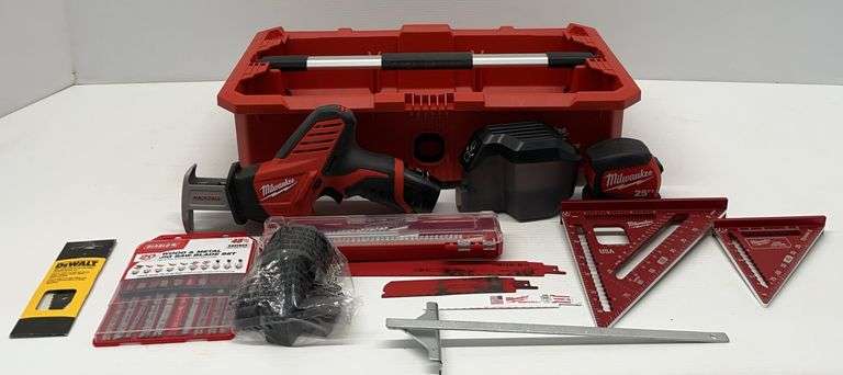 Milwaukee Hackzall with Battery, Blade Set, Straight Edges, Measuring Tape, and More in a Packout Carrying Tote