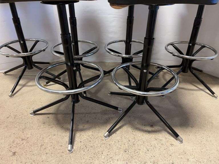 (6) Swivel black vinyl bar stools, 15
