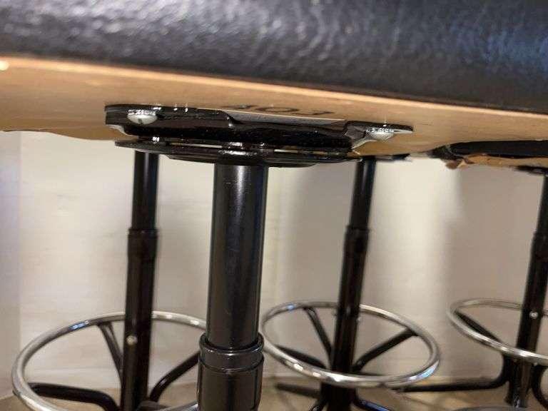 (6) Swivel black vinyl bar stools, 15