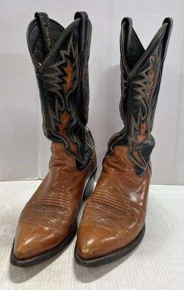 Dan Post Bullock Tan/ Denim Medium Toe Cowboy Boots