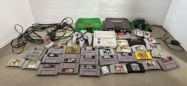 (3) Nintendo consoles with remote, and various games, up to 9