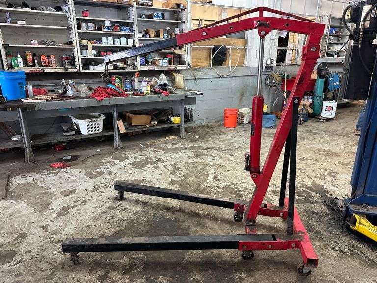 8-Ton Capacity Engine Hoist.  NOTE:  Has damage to lifting arm.  As Is.