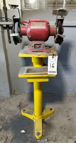 Grinder on Pedestal, HD 1/2 hp Electric Motor, (3,400 RPM), 6" Wheel, 120 volt