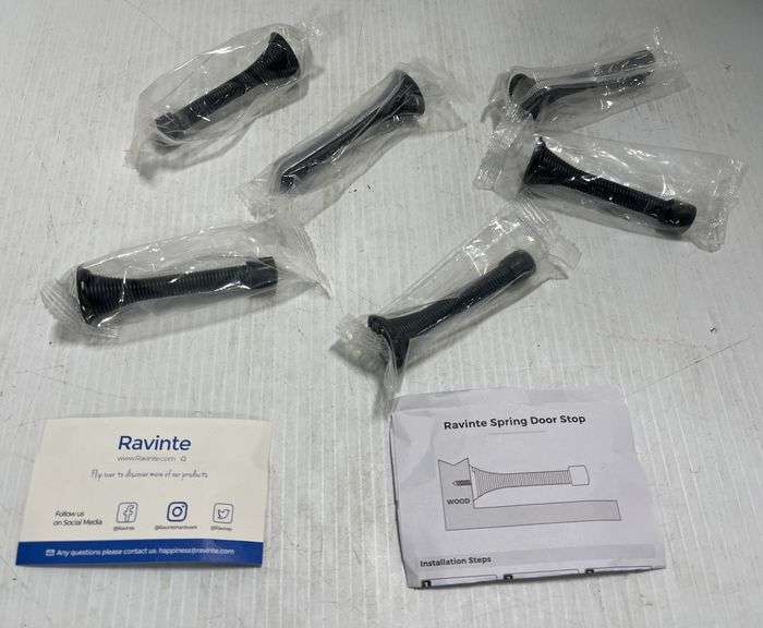 (6) Black spring door stops, new - Albrecht Auction Service
