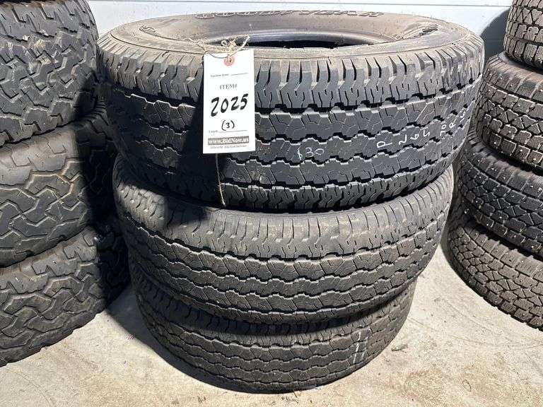 (3)-Matching Goodyear Wrangler RT/S 265/70R16 MS Tires, Used. NOTE: All ...