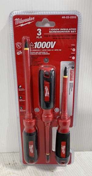 Milwaukee 48 22 2202 3 Piece 1000v Insulated Screwdriver Setnull