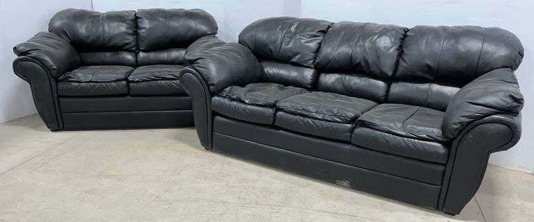 Leather couch and loveseat, 2 years old, bough from Art Van, 65" x 80"L, good