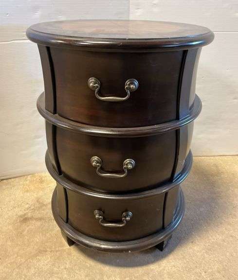 Round end table cabinet with three drawers, 20"Dia x 27 1/2"H ...
