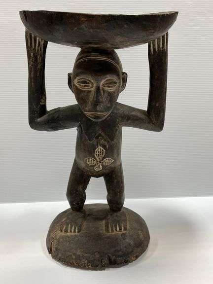 Authentic antique African carved stand, 19 1/2