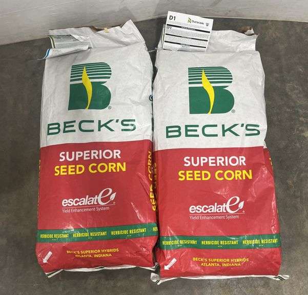 (2) Bags of Beck's corn seed with escalate yield enhancement, herbicide