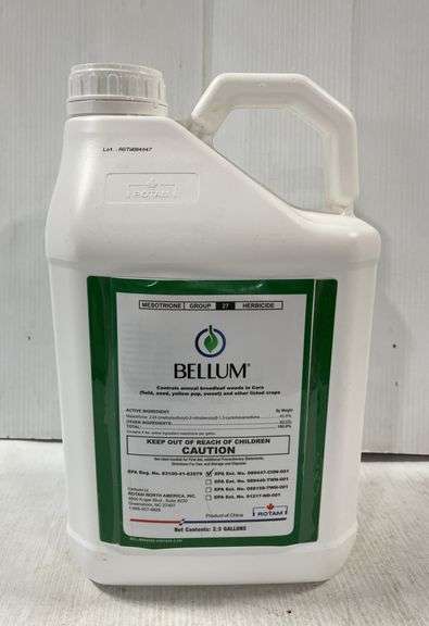 Bellum Herbicide (Generic Callisto) for the use on field corn, 3 oz. to 4  oz. per acre, group 27 herbicide, 2.5-gallons, new, sealed jug - Albrecht  Auction Service